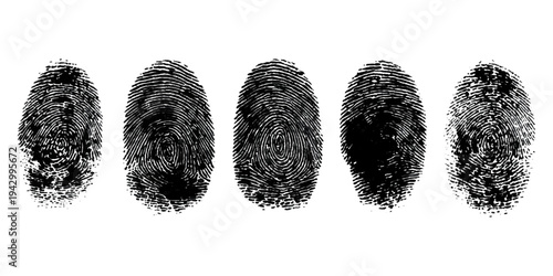 Abstract forensic grunge set fingerprint background texture. vector black grunge fingerprint distressed dirty background design element.