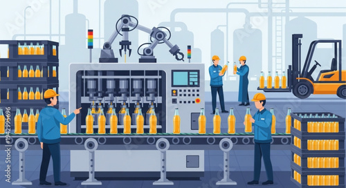 Industrial Factory Production Line Workers.