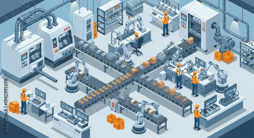 Industrial Factory Production Line Workers.