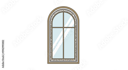 Arched Window with Decorative Frame, Architectural Detail