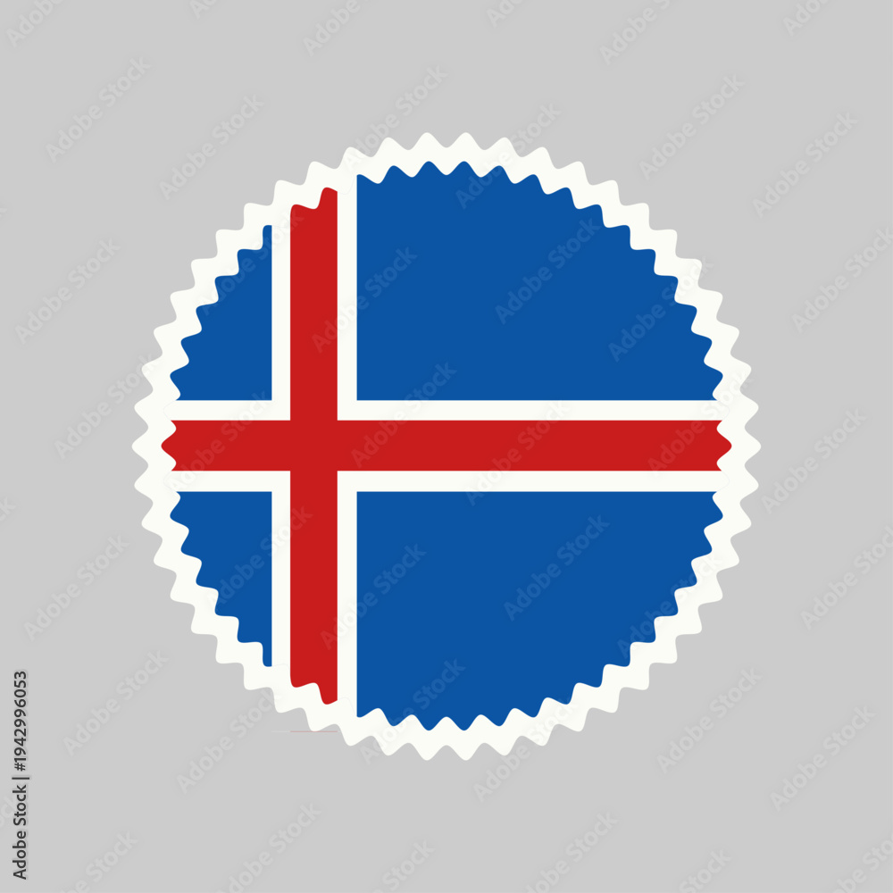 Obraz premium Iceland flag, emblem, sticker, label, button, badge