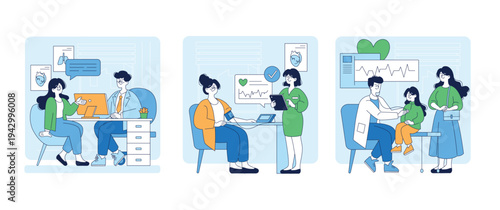 Medical Consultation and Examination Vector Illustrations