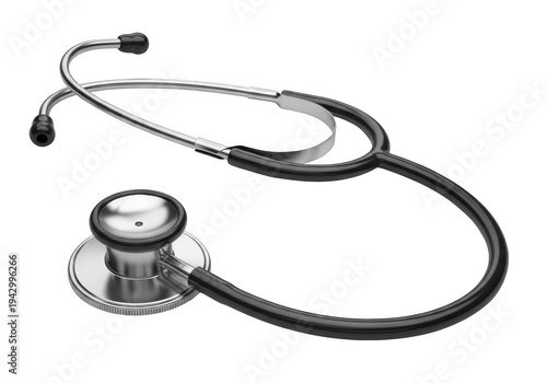 a stethoscope with a black tube and silver chest piece