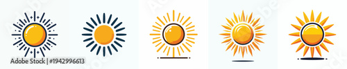 Warm spring sun vector. Vector, flat, illustration, minimalist, icon, icon set