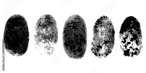 Abstract forensic grunge set fingerprint background texture. vector black grunge fingerprint distressed dirty background design element.