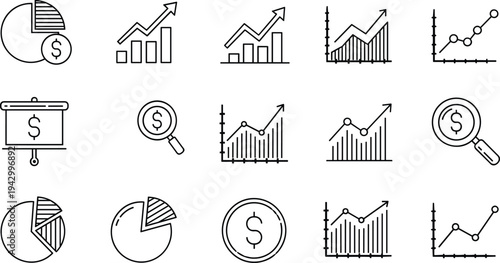 Financial charts and graphs showing business growth market trends and investment performance