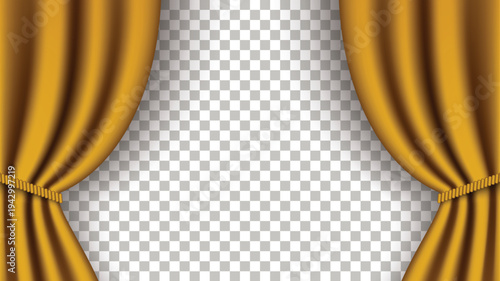 realistic curtain frame template gold color vector graphic