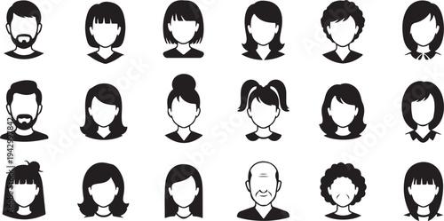 Collection of faceless headshots depicting diverse people a stark silhouette