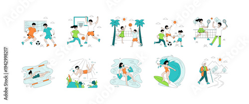 Diverse Sports Activities Vector Illustration Collection