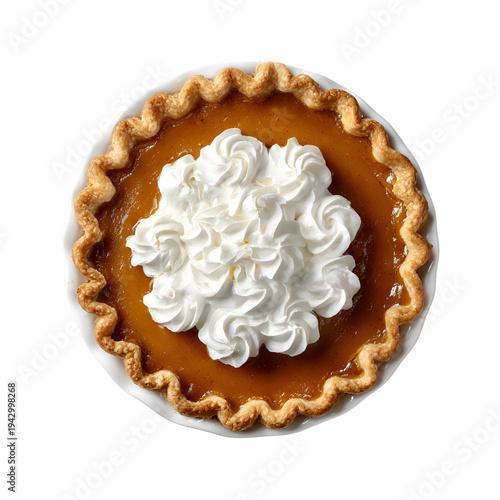 Delicious slice of pie topped with whipped cream and a cherry decoration