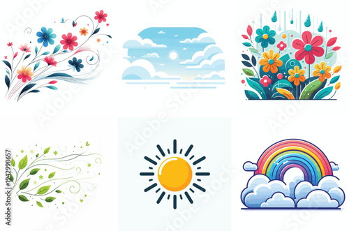 Spring weather icon vector. Vector, flat, illustration, minimalist, icon, icon set