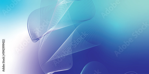 Abstract navy, white, and azure luminous waves sweeping through a dark atmospheric background with scattered glittering micro particles, modern digital tech theme, vector style.