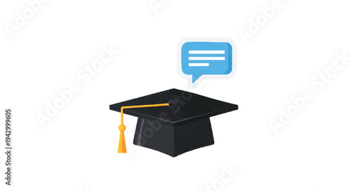 Graduation cap with speech bubble, education symbol