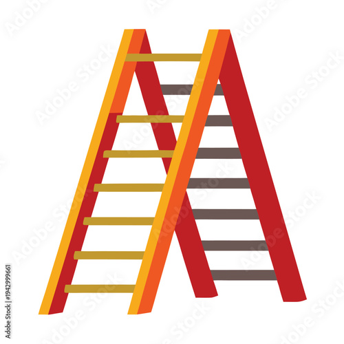 Two Bright A Frame Step Ladders Symbolize Partnership and Dual Paths to Success