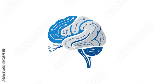 Artificial Intelligence Brain Concept with Digital Circuitry