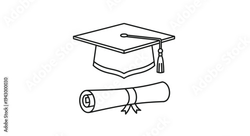 Graduation cap and diploma illustration a celebratory academic silhouette