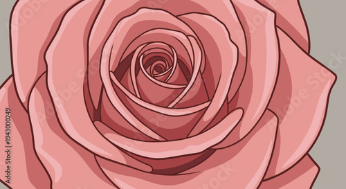 A beautifully detailed illustration of a pink rose in a modern flat style, perfect for floral designs