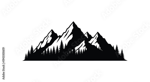 Dramatic mountain range with evergreen trees a striking silhouette