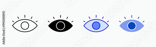 Vision Icon Sheet Multiple Style Collection Isolated Vector