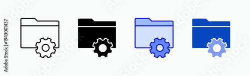 Setting Folder Icon Sheet Multiple Style Collection Isolated Vector