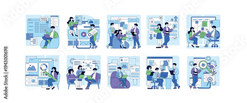 Team Collaboration in Software Development Vector Illustration