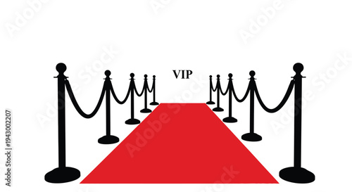 A red carpet entrance with velvet ropes a vip area silhouette