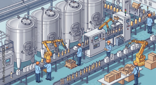 Industrial Factory Production Line Workers.