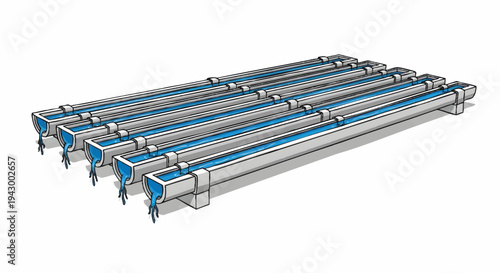 Industrial conveyor belt system with blue accents
