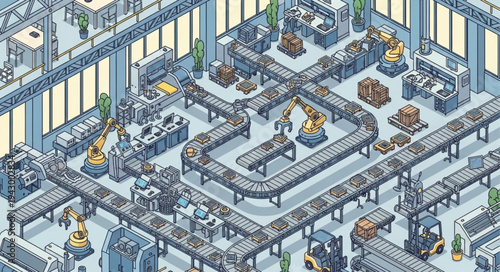 Industrial Factory Production Line Workers.