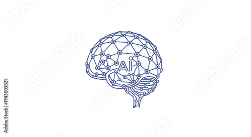 Artificial Intelligence Brain Network Concept Illustration