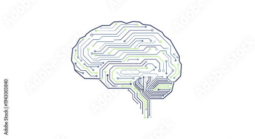 Artificial Intelligence Brain Network Concept with Circuit Lines