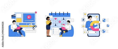Vector Illustration of Content Creation and Audience Engagement