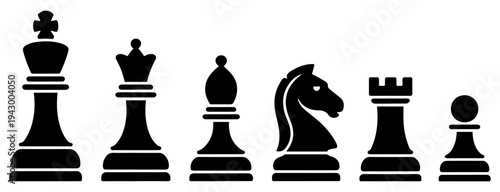 chess pieces silhouette icon set