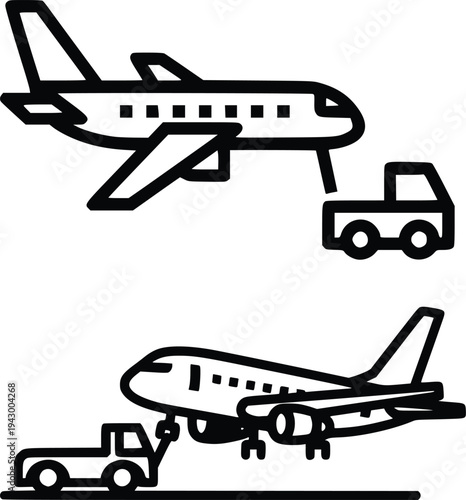 Airplane Pushback Tug Silhouette – Airport Ground Vehicle Vector