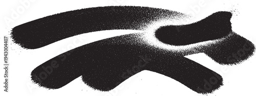 Black abstract spray paint brush stroke with grunge texture