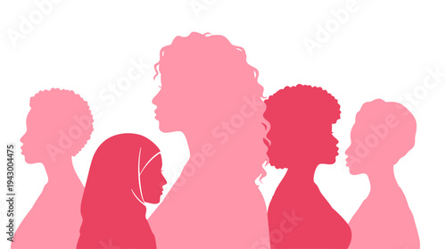 Women diversity and female community illustration. Multicultural women group and female friendship concept. WDifferent cultures and identities Diversity and inclusion concept