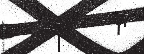 Crossed black spray paint lines with grunge texture and drips