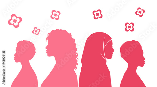 Women diversity and female community illustration. Multicultural women group and female friendship concept. WDifferent cultures and identities Diversity and inclusion concept