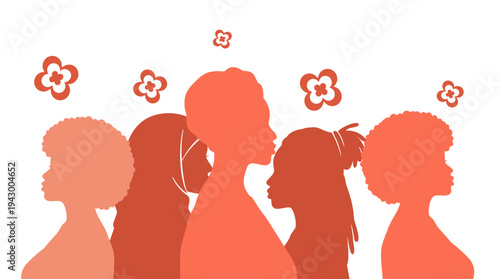 Women diversity and female community illustration. Multicultural women group and female friendship concept. WDifferent cultures and identities Diversity and inclusion concept