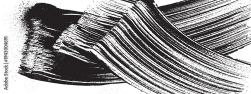 Abstract black paint brush streaks with texture and splatter