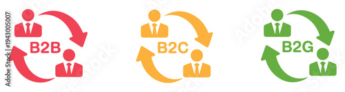 b2b b2c b2g business icon set