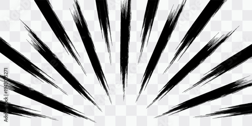 Comic radial explosion lines with speed effect for comic books. Superhero action, explosion background, manga speed frame, vector illustration