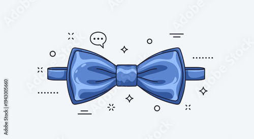 A stylish blue bow tie illustration in a modern flat design, ideal for fashion or event themes