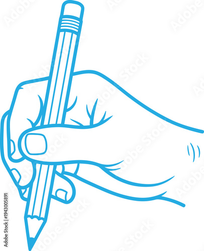 A hand holding a pencil in a writing position