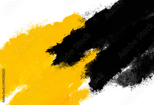Abstract grunge paint brush background with yellow and black texture.