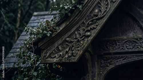 The intricately carved wood...