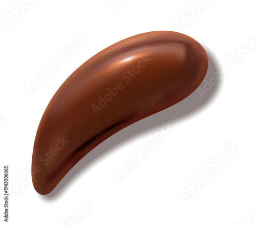 Chocolate drop, glossy syrup drip or caramel sauce squirt. Realistic 3d vector melted cocoa glaze forms sweet blob stain and dessert spot. isolated candy fudge texture, sugar confectionery ingredient
