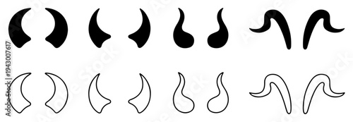 animal horns silhouette vector icons