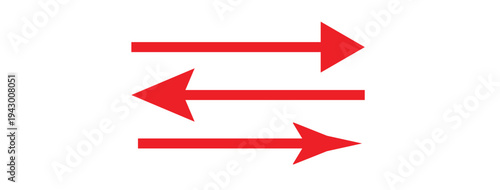 Long arrow. red arrow pointing left side. red large horizontal arrow pointing left.  Eps 10