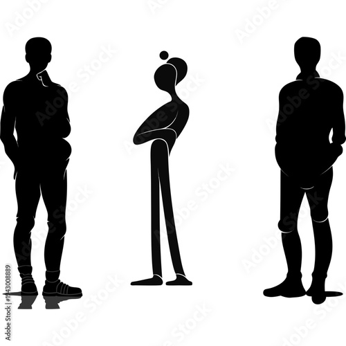 black silhouette of a calm and relaxed man with phlegmatic personality